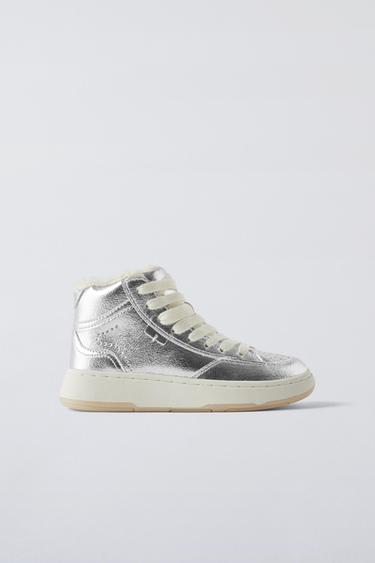 Zaras FODRADE SNEAKERS MED MÖNSTERSTICKNING - Silver