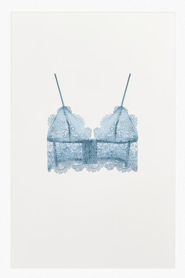 BRALETTE TRIANGULAR ENCAJE - Azul claro de Zara