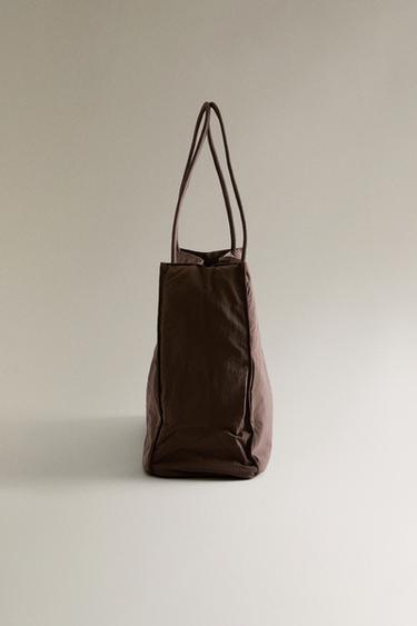 SAC CABAS TISSU TECHNIQUE - Marron de Zara - Image 5