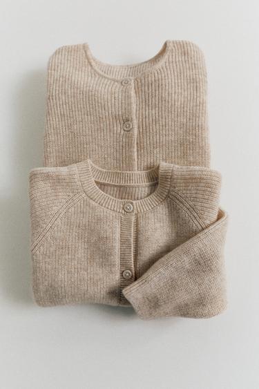 Zara 2 IN 1 WOOL AND CASHMERE BLEND CARDIGAN - Sand / Marl