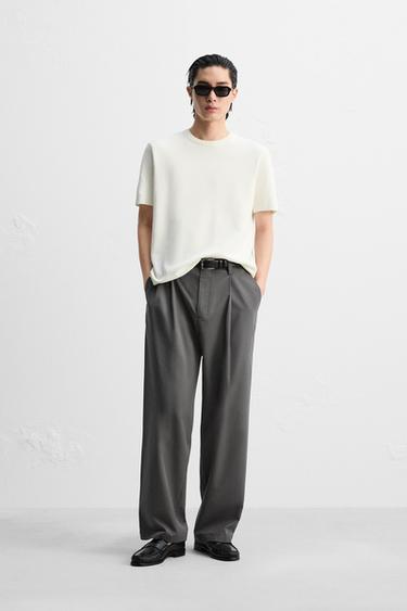 RELAXED FIT KNIT T-SHIRT - Cream by Zara
