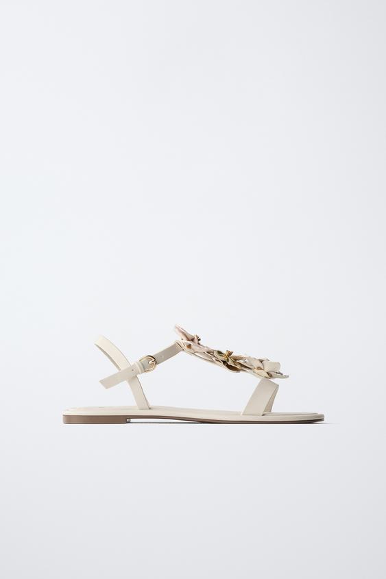 صندل بالورود - أبيض الخاص بـ Zara - صورة 0