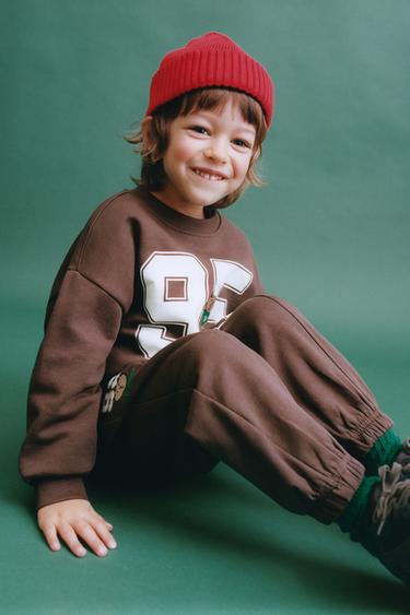 EMBROIDERED ANIMAL NUMBER JOGGERS - Brown by Zara - Image 5