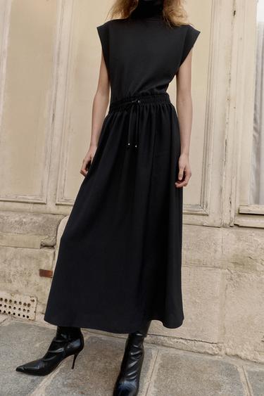 ROBE LONGUE BIMATIÈRE - Noir de Zara - Image 2