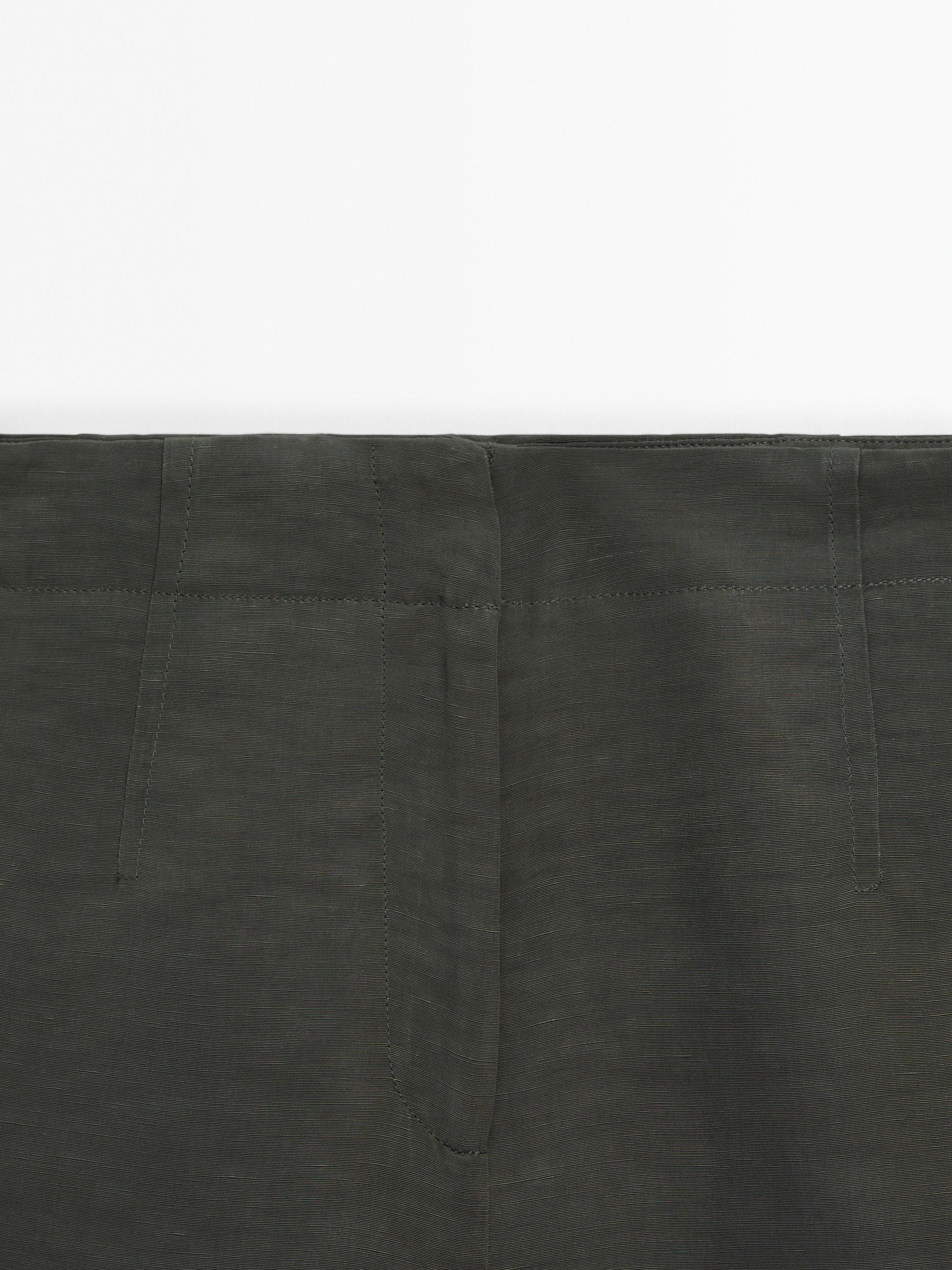 Linen blend wide-leg trousers - Green | ZARA United States