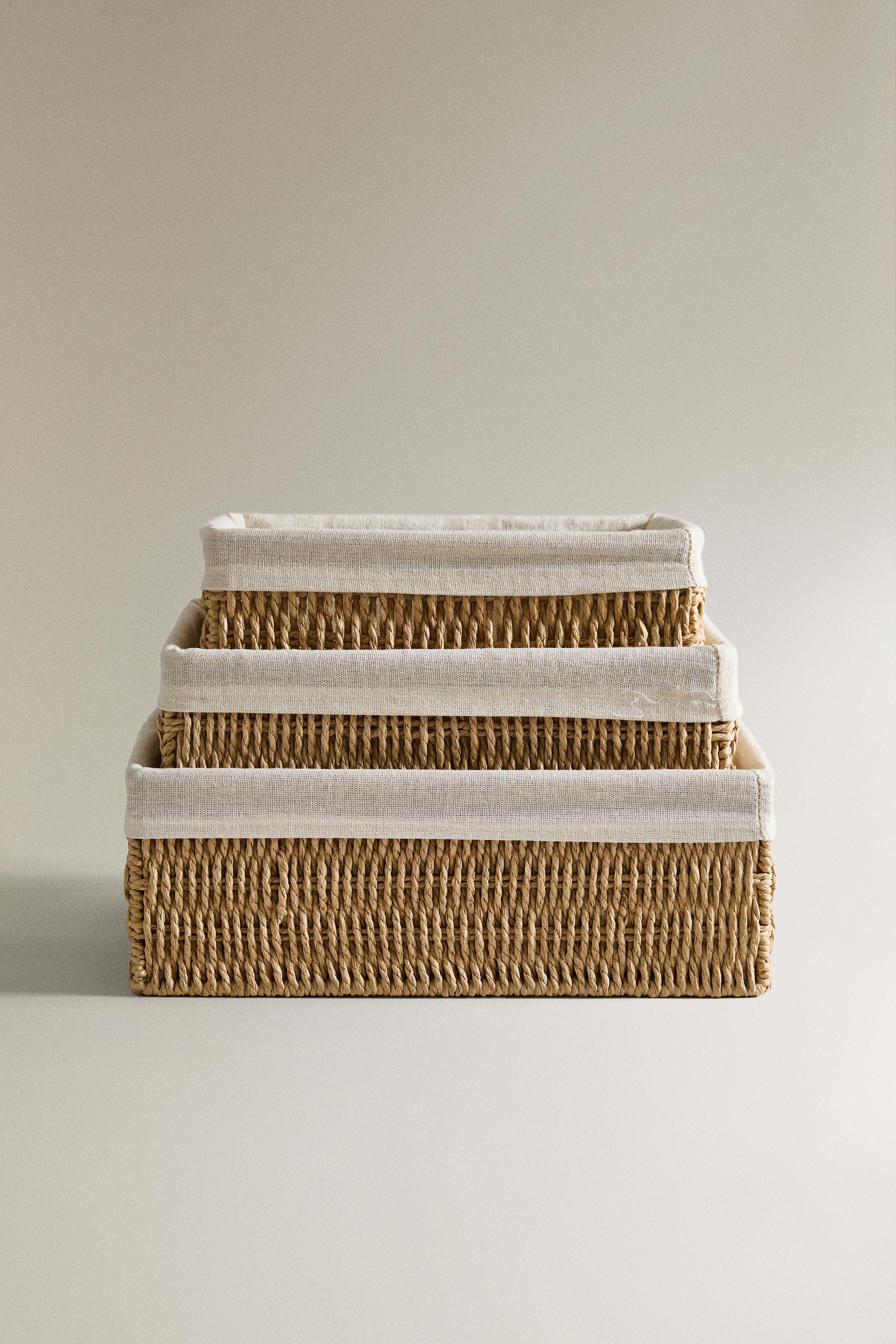 コットンライナー付き長方形バスケット - ライトベージュ | ZARA Japan