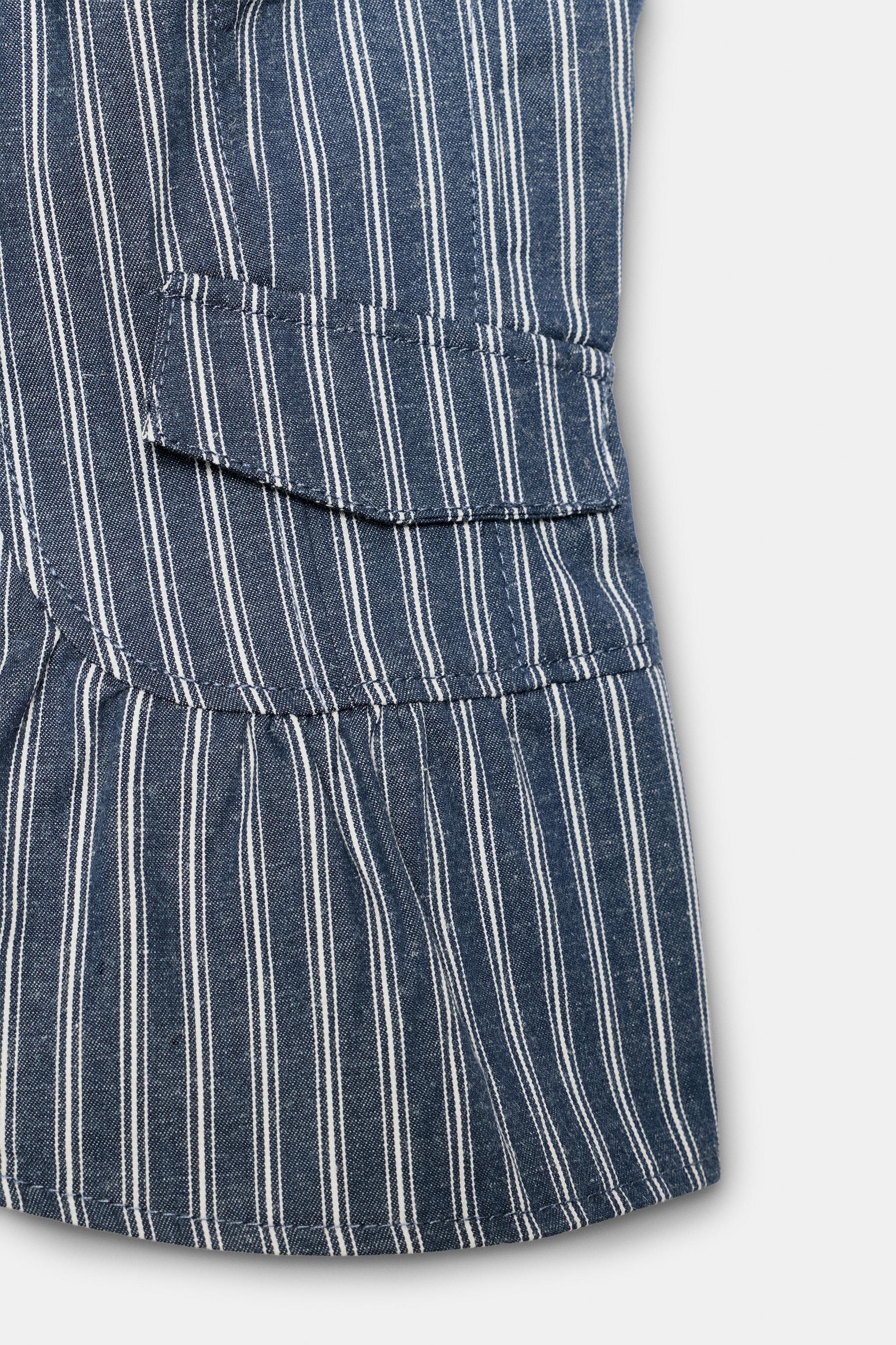Женские куртки Zara STRIPED BUTTON-UP TOP — фото 5