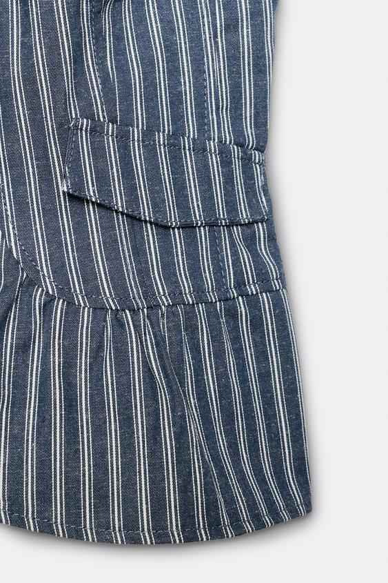 ストライプ柄ボタン付きトップス - ネイビーブルー/ホワイト | ZARA 