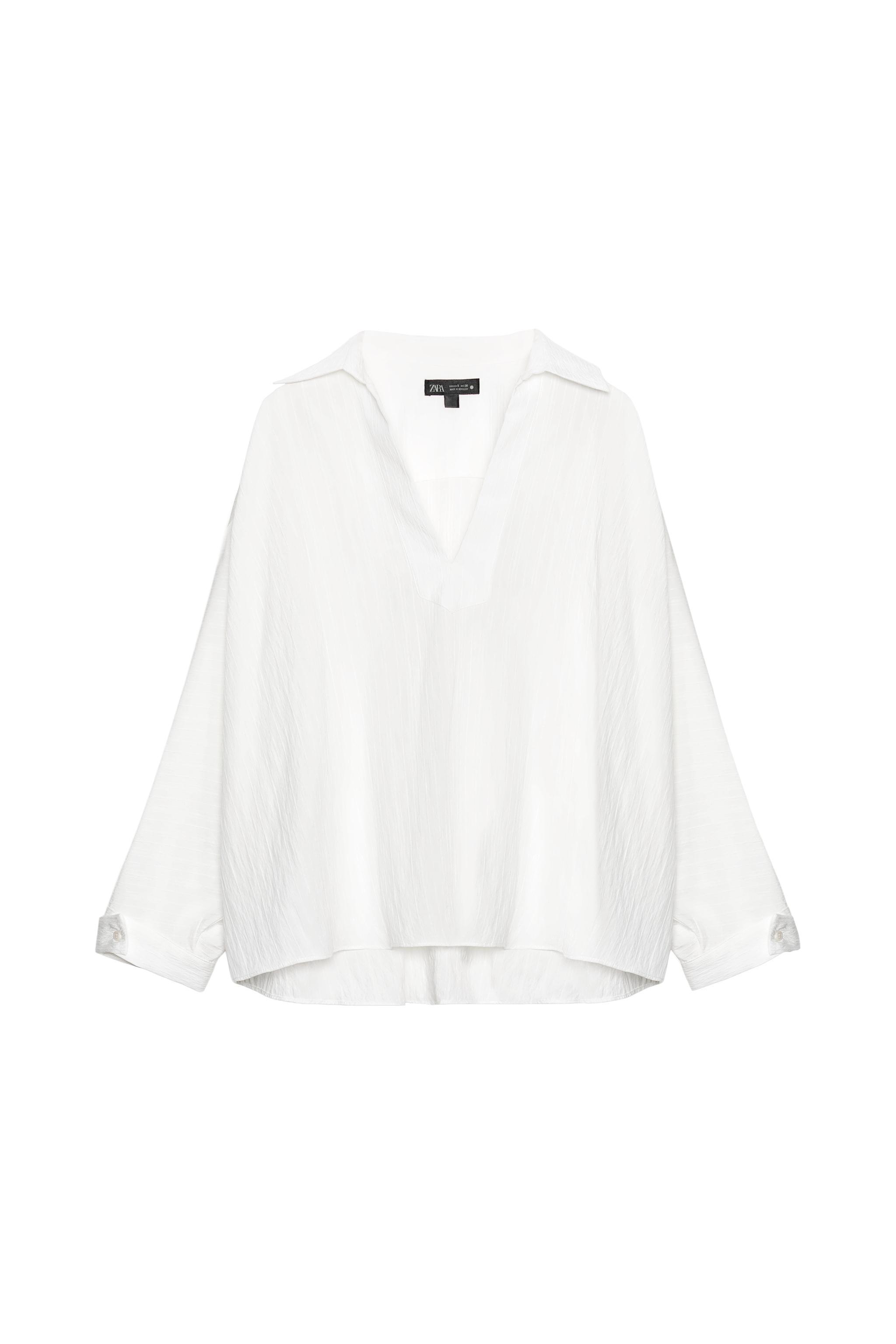 ZW COLLECTION OVERSIZED TEXTURED SHIRT - Oyster-white | ZARA