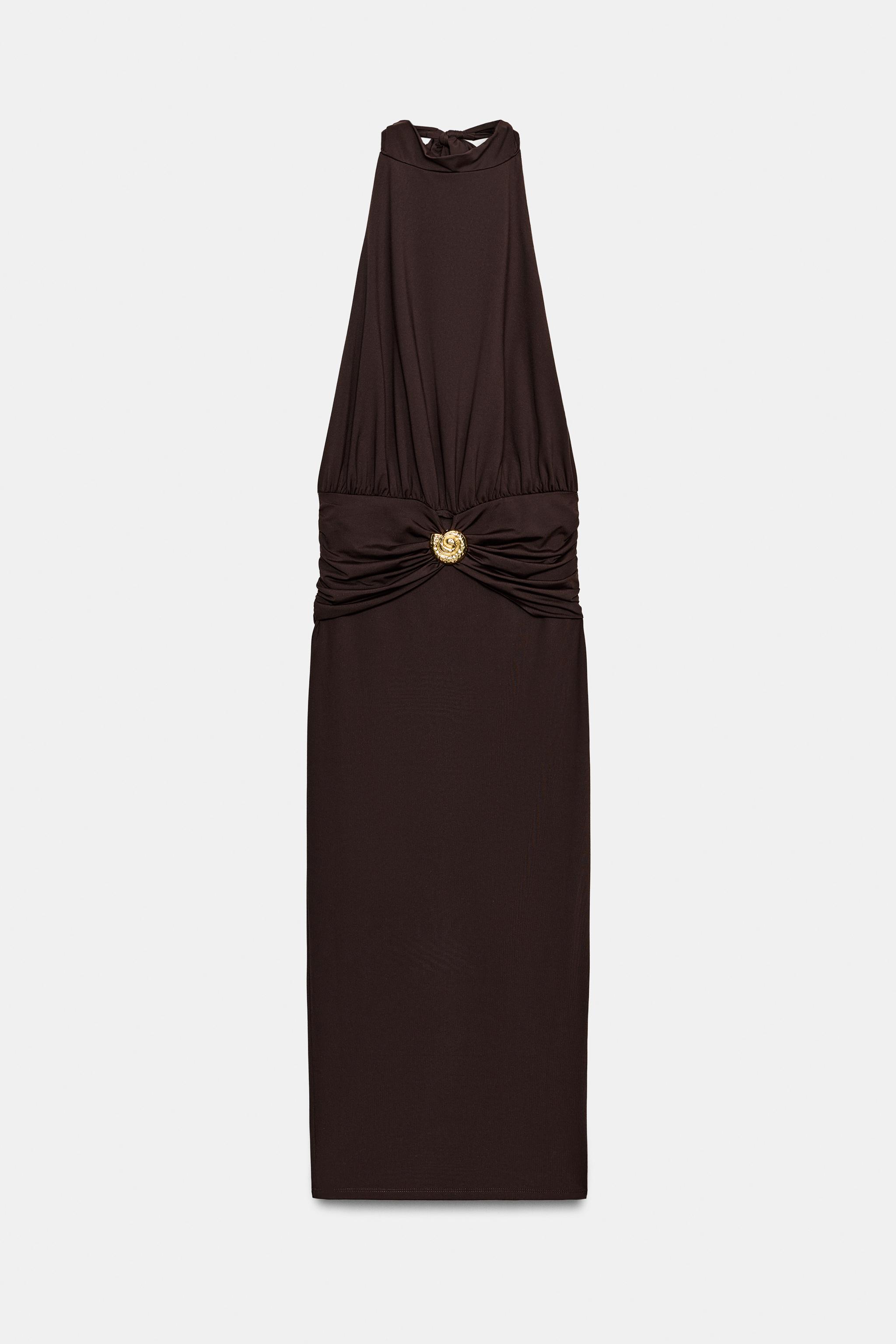 DRAPED HALTER DRESS