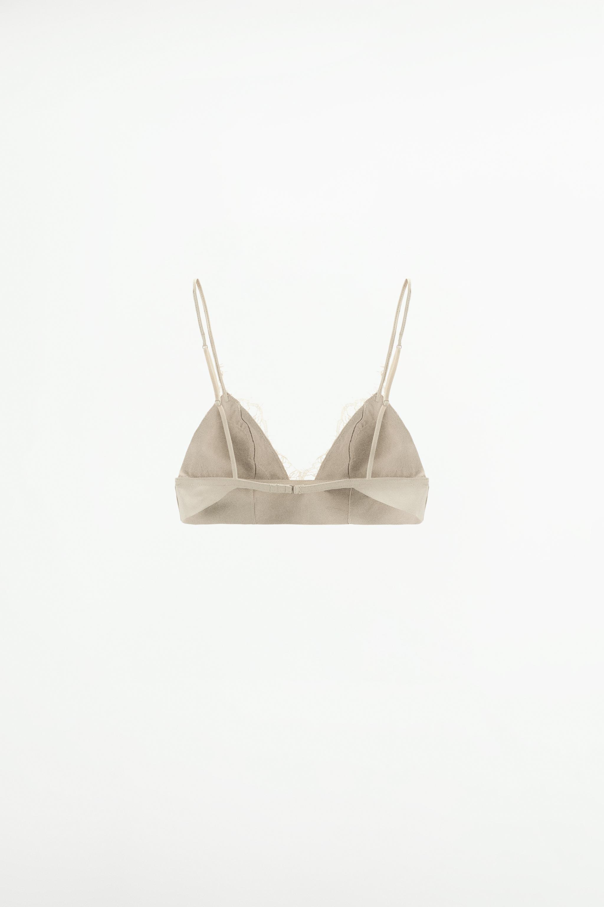 ZARA BNWT Lingerie Collection Bra with Lace Detail Size M Tan