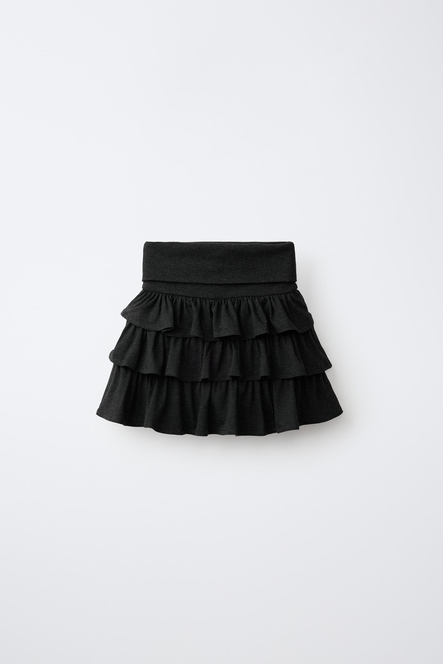 Детская юбка Zara Ruffle with Folded Waist, цвет: Антрацитовый серый — фото 2