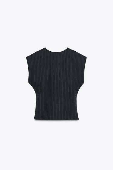 GILET À RAYURES TENNIS - Bleu marine de Zara - Image 6
