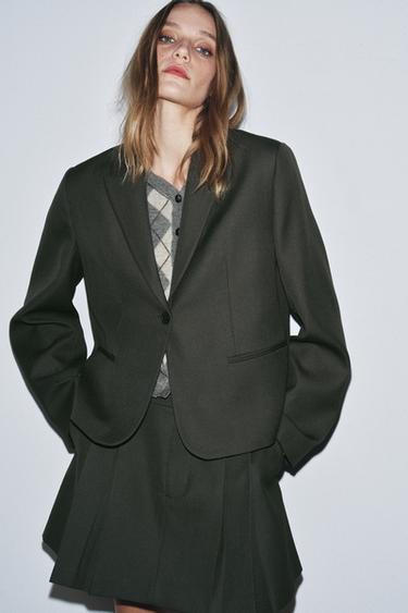 FALDA CORTA PLIEGUES ZW COLLECTION - Khaki de Zara