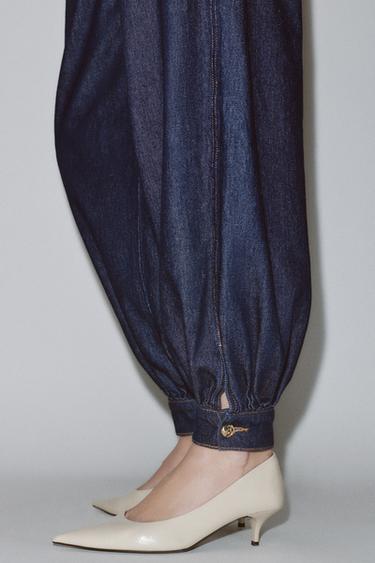 PANTALÓN DENIM BOMBACHO - Azul de Zara