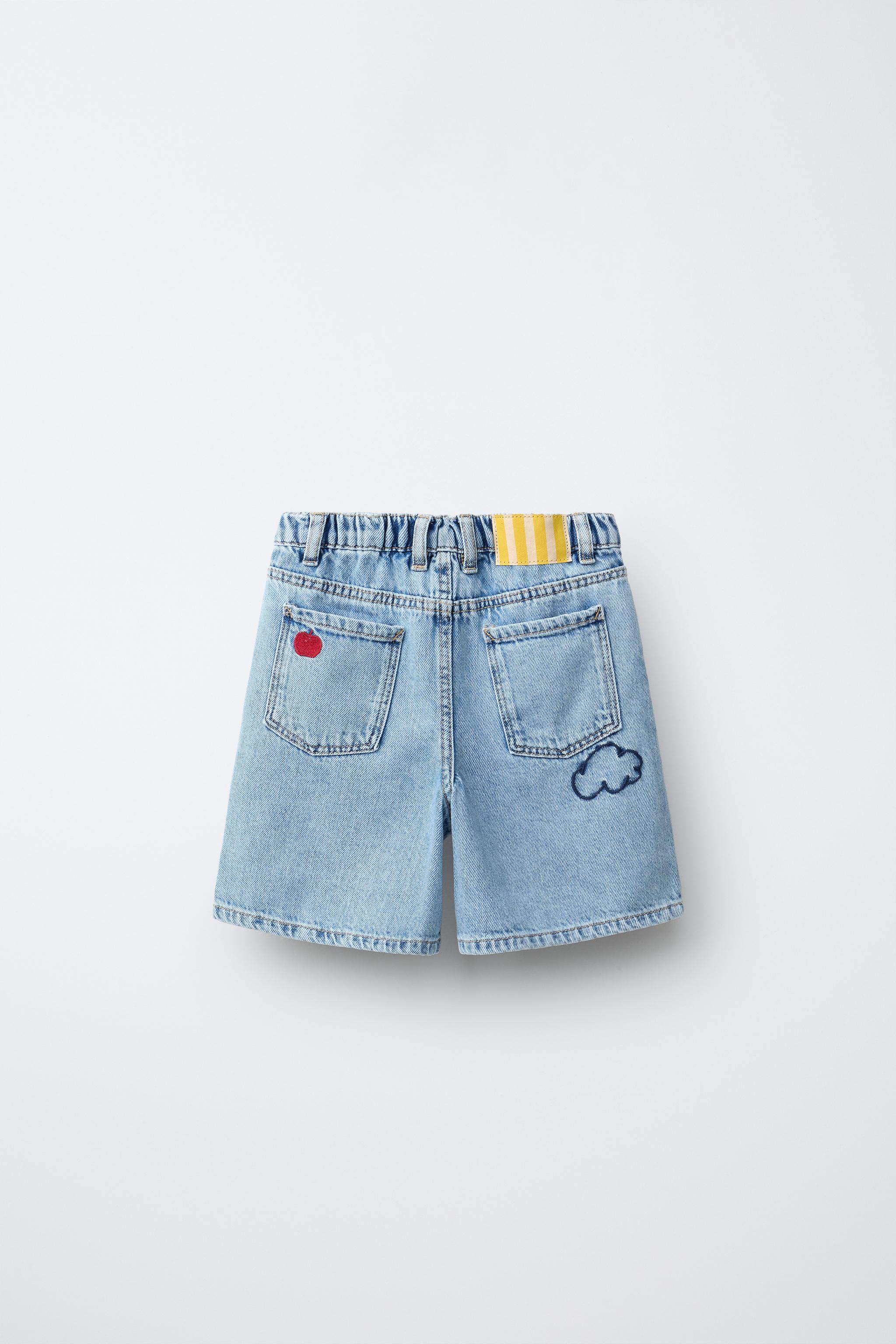 EMBROIDERED DENIM SHORTS
