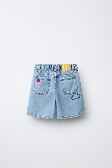 SHORT EN JEAN BRODÉ - Bleu moyen de Zara - Image 1