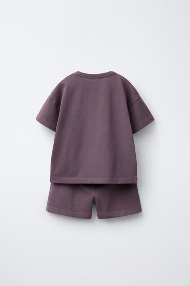 PLAIN T-SHIRT AND BERMUDA SHORTS SET - Dark aubergine by Zara - Image 2