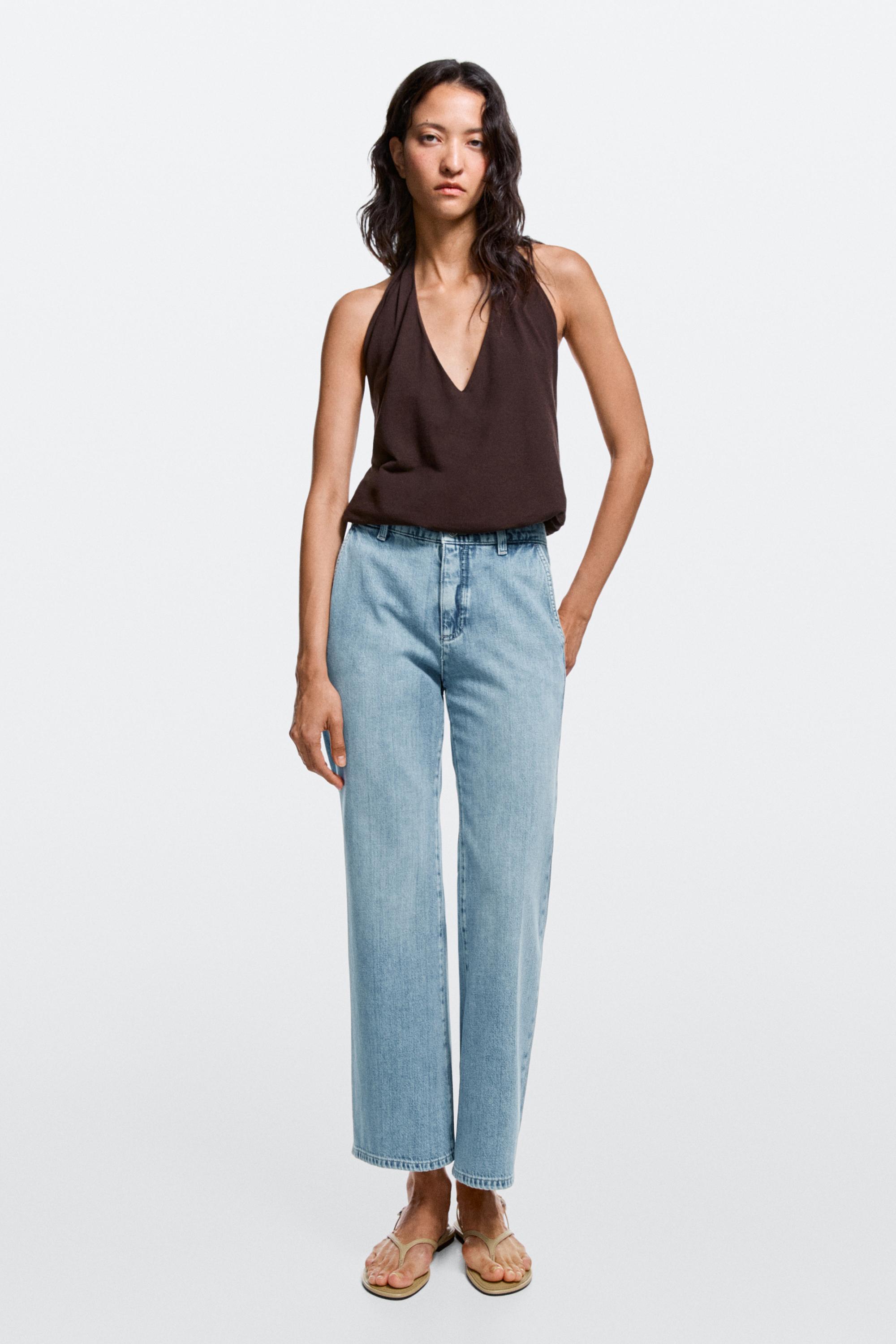 High-waist cropped flare jeans — Aquamarine