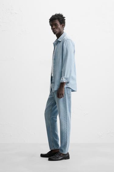 SLIM FIT TAPERED JEANS - Light blue by Zara - Image 3