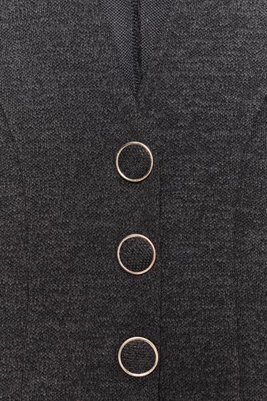 BUTTON MIDI DRESS - Dark anthracite by Zara - Image 7