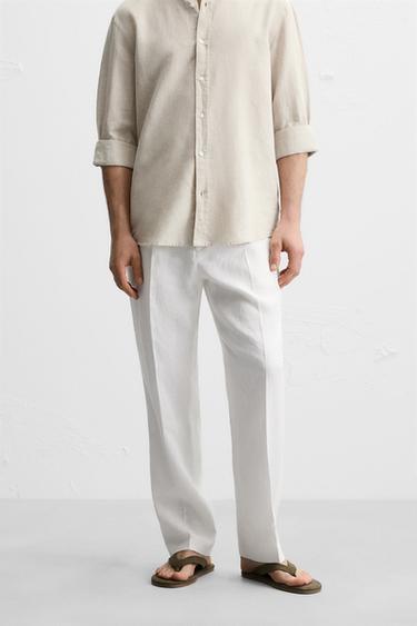 PANTALONI 100% LINO PIEGHE - Bianco di Zara