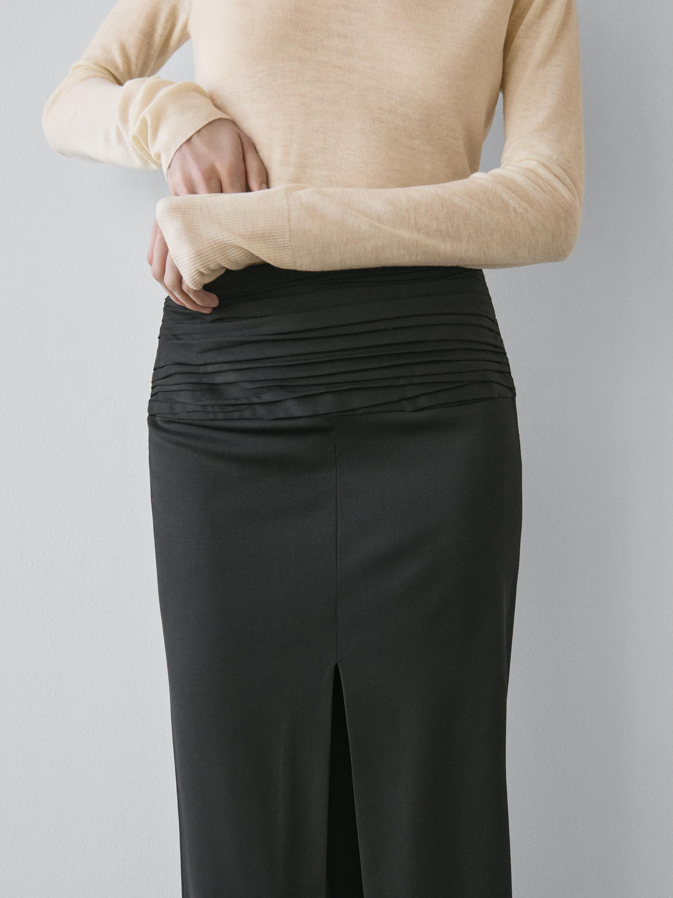Straight midi skirt with gathered sash - STUDIO