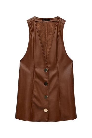 FAUX LEATHER PINAFORE SKIRT