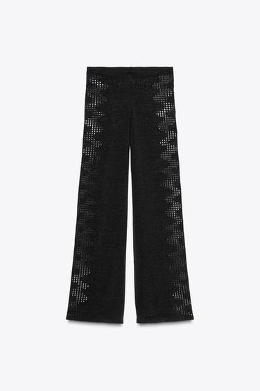POINTELLE KNIT TROUSERS WITH SIDE DETAIL - Black by Zara - Image 5
