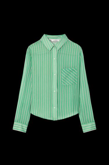 CAMISA SLIM RAYAS LIMITED EDITION - Blanco / Verde de Zara - Imagen 0