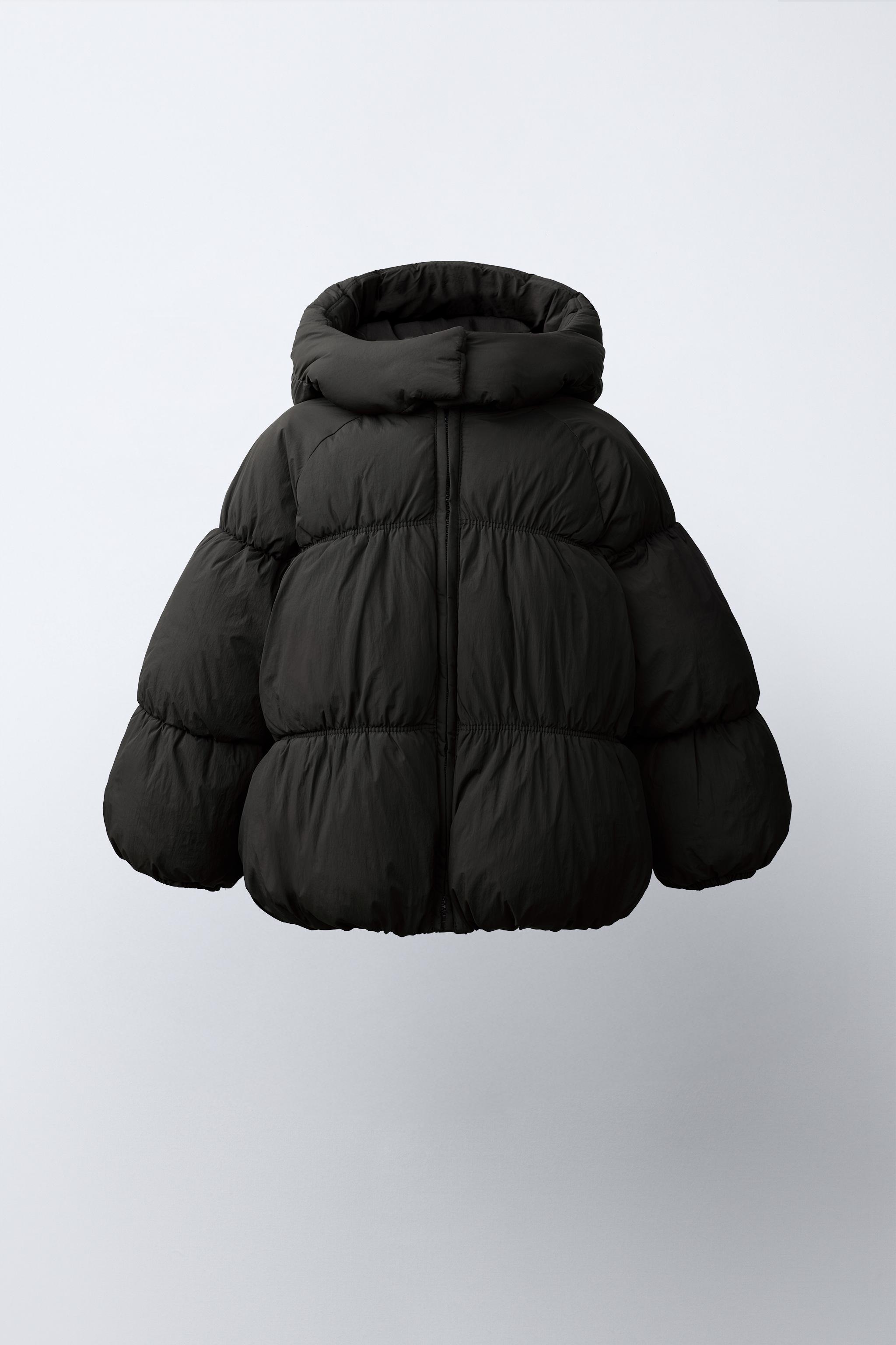 WATER REPELLENT PUFFER COAT — Black (alternate view)