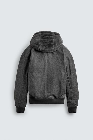 LEATHER EFFECT REVERSIBLE BOMBER JACKET - Anthracite Grey by Zara - Image 7
