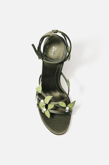 FLORAL HEELED SANDALS - Green by Zara - Image 6