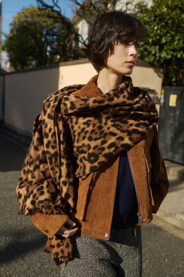 100% LEATHER BOMBER JACKET - whisky by Zara
