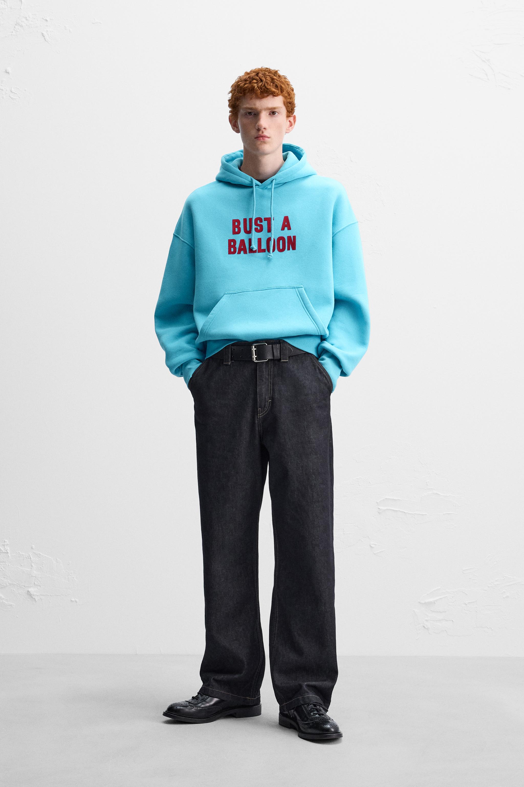 Zara blue hoodie sale