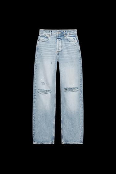 ZW COLLECTION HIGH-WAIST SLIM FIT RIPPED JEANS - Light blue by Zara - Image 0