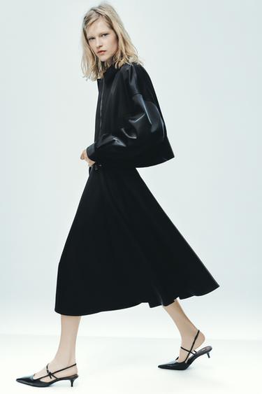 Zara FULL MIDI SKIRT ZW COLLECTION - Black