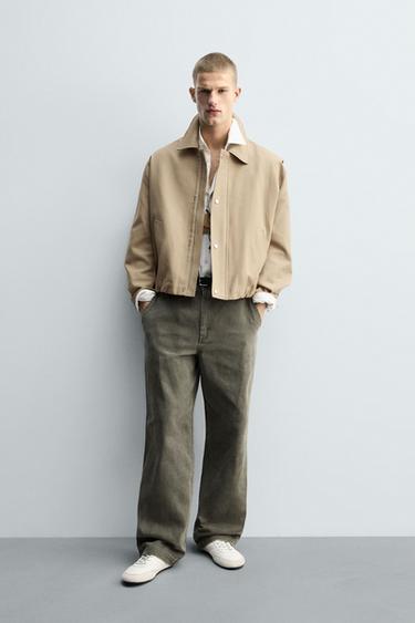 WASHED WIDE-LEG TROUSERS - Grey / Tan by Zara - Image 0