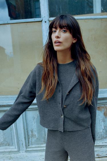 SOFT RIBBED CARDIGAN - Grey by Zara
