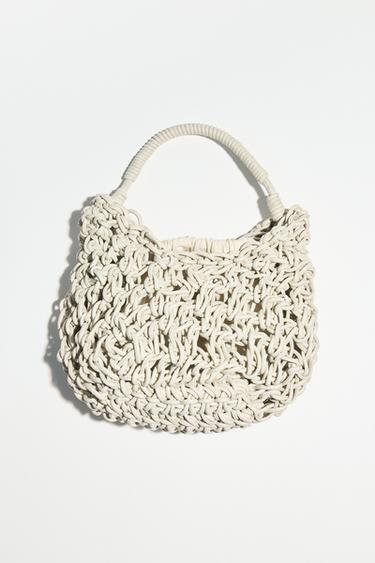 GEVLOCHTEN HANDTAS MET SIERSTIKSELS - Ecru van Zara
