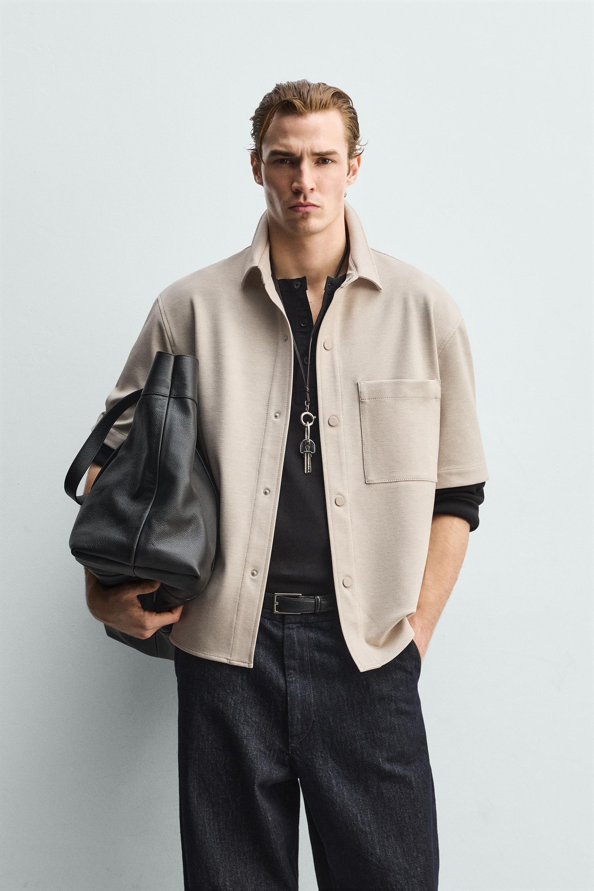 COMFORT NON-IRON OVERSHIRT — Light tan