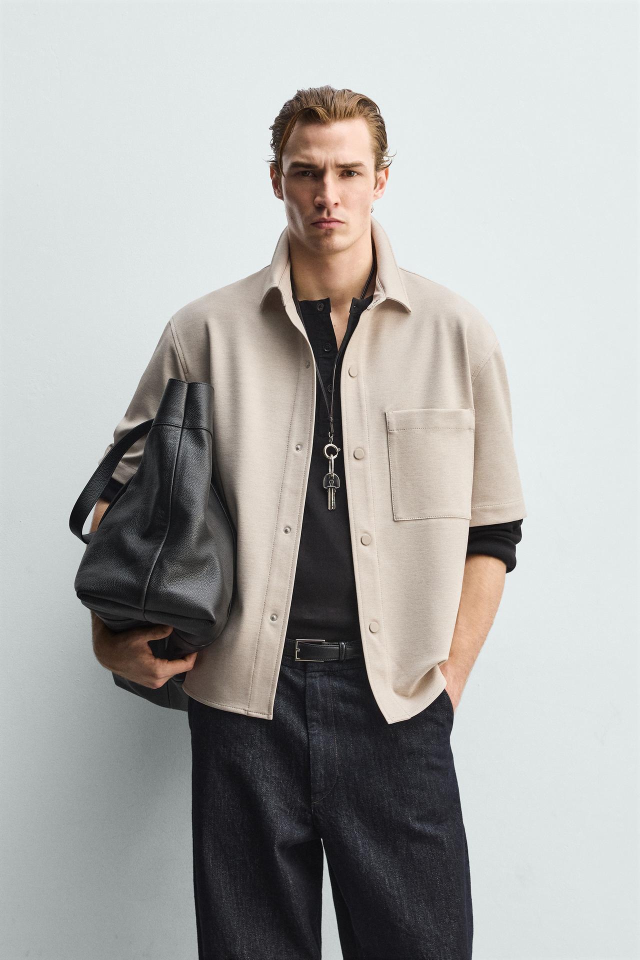 COMFORT NON-IRON OVERSHIRT — Light tan