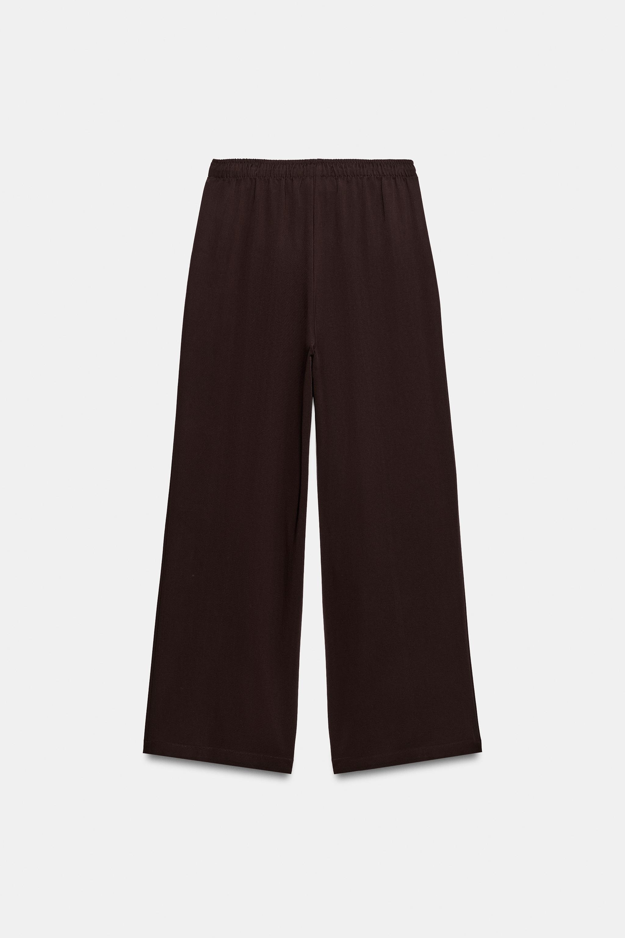 Zara Elastik Belli Geniş Paça Pantolon görsel 8