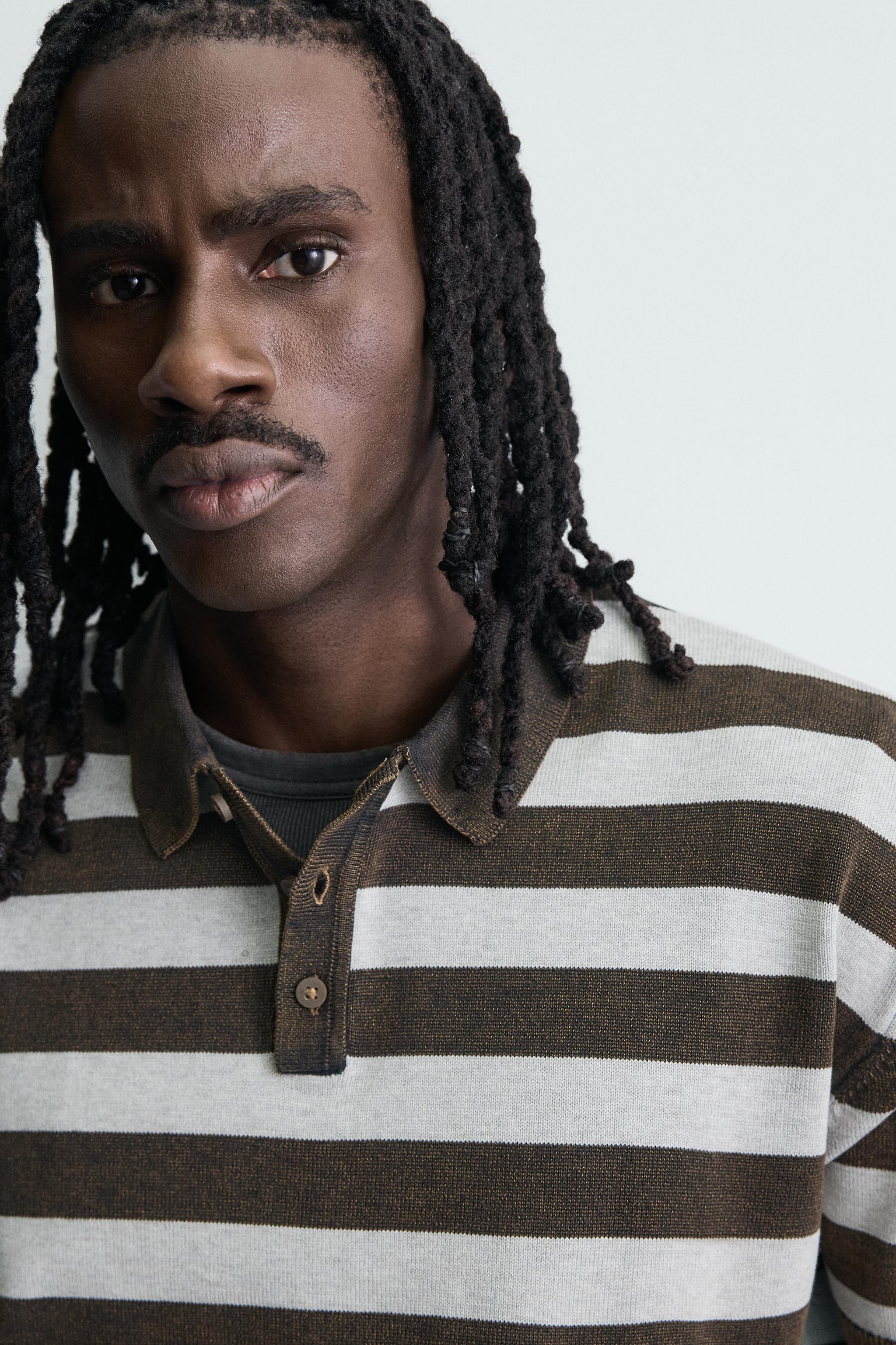 POLO EN MAILLE JACQUARD À RAYURES