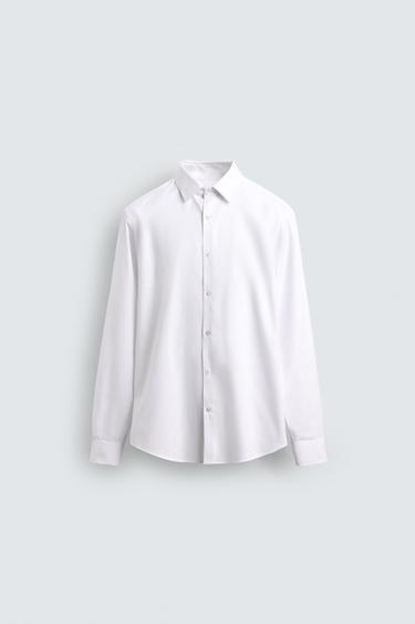 CAMISA SLIM FIT ESTRUCTURA - Blanco de Zara