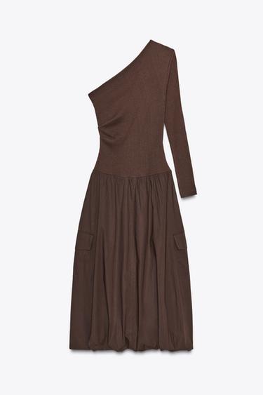 ASYMMETRIC BALLOON DRESS - Brown by Zara - Image 0