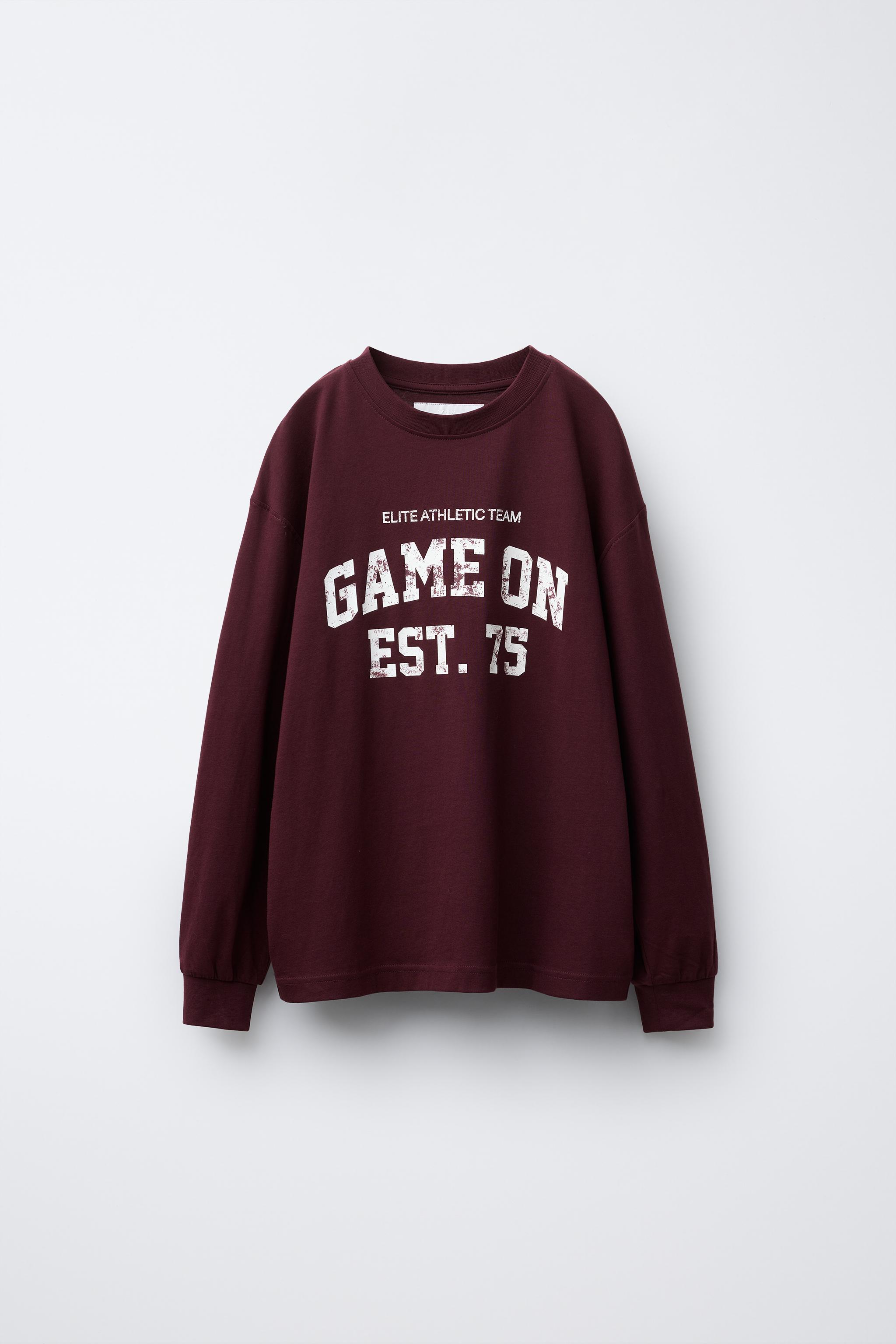 [専用出品]NaoHARA ジョギングテキストプリントTシャツ - バーガンディ | ZARA