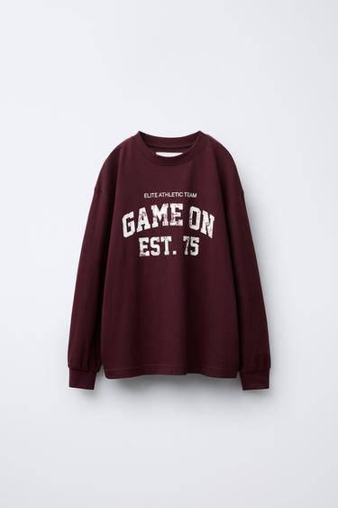 T-SHIRT JOGGING AVEC INSCRIPTION - Bordeaux de Zara - Image 0