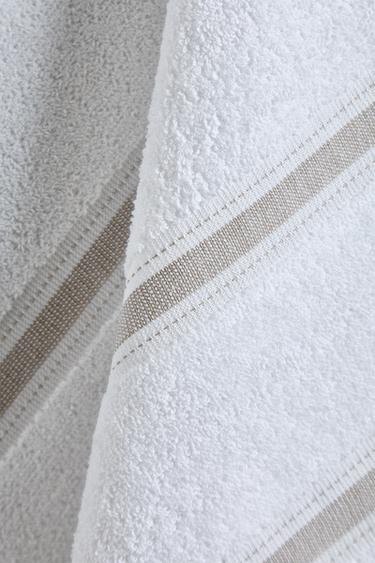 STRIPED COTTON TERRYCLOTH TEA TOWEL - Brown / Taupe by Zara - Image 3