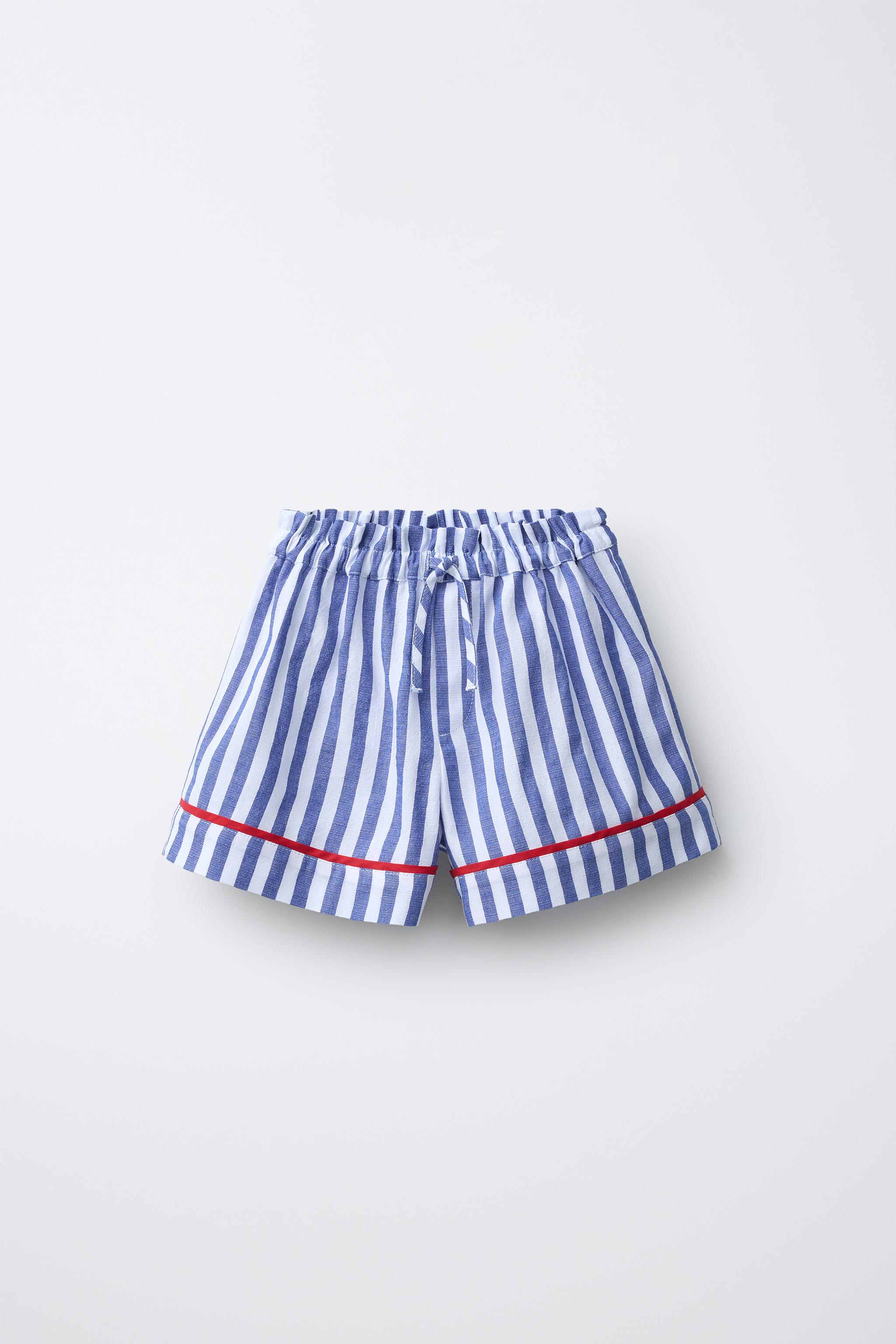 STRIPED PIPING SHORTS - Blue | ZARA United States